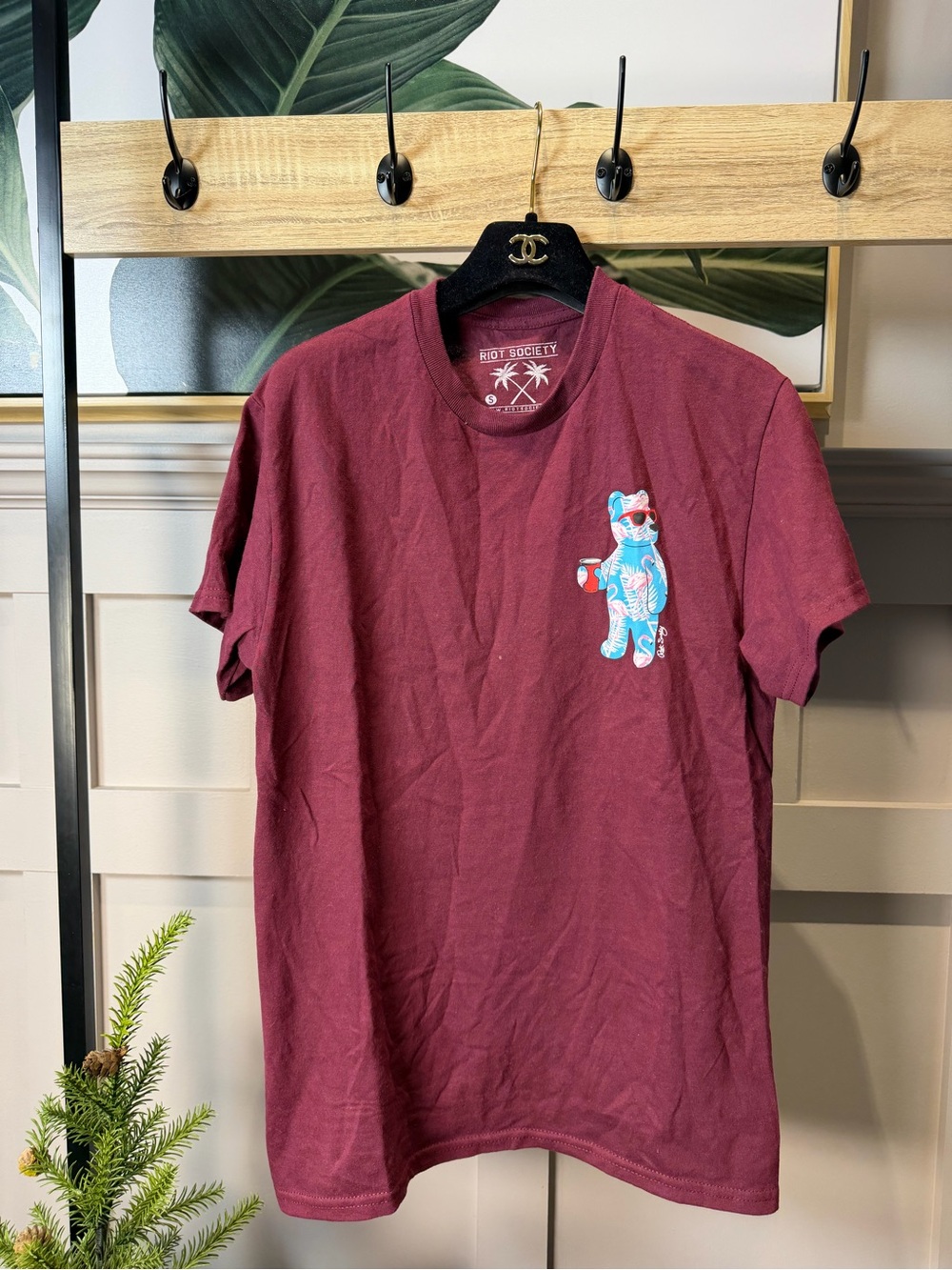 Bear Red Solo Cup T Shirt Mens S Blue Riot Society Made In USA Streetwear